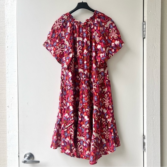 By Anthropologie Robin Tiered Ruffled Mini Dress - RedPink Floral Print - Size S - Picture 5 of 10